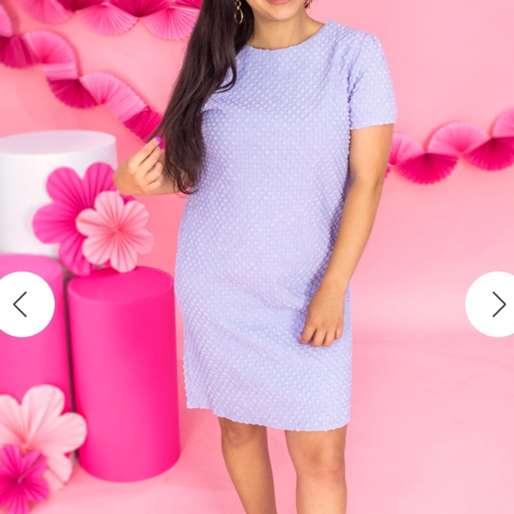 NWOT Lilac Short Sleeve Embossed Mini Dress